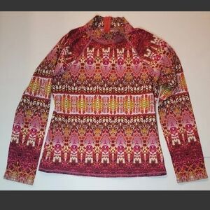 Garnet Hill Swim Rashguard Zip Mock Neck Long Sleeve Spandex Size Large